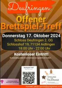 Deurfinger Brettspiel-Treff Oktober 2024 Termin