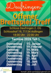 Deufringer Brettspiel-Treff Termine 2026 Teil 1