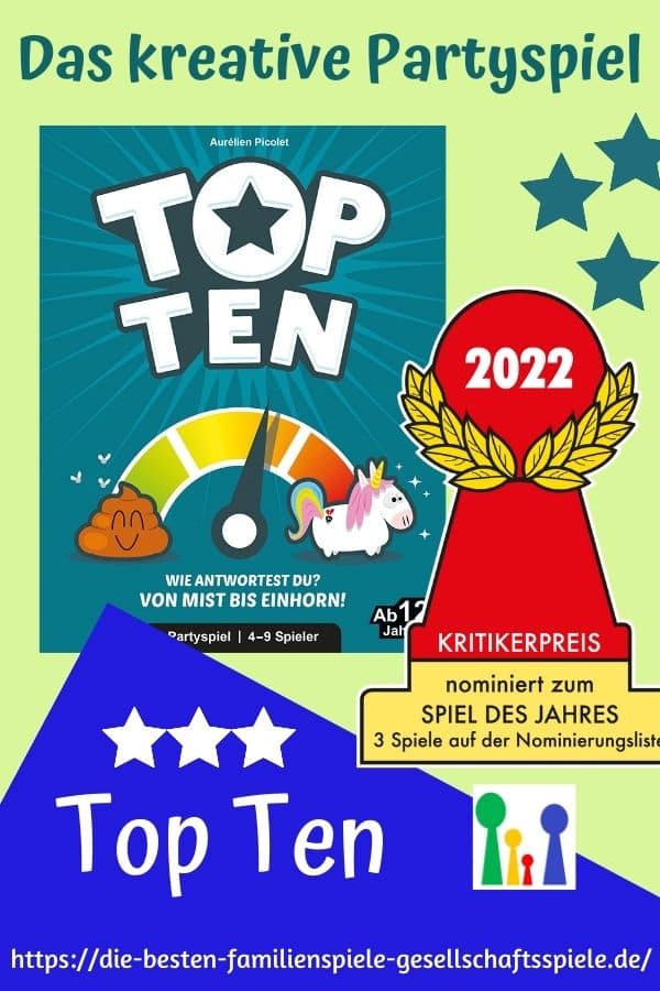 Top Ten - das kreative Partyspiel - nominiert zum Spiel des Jahres 2022